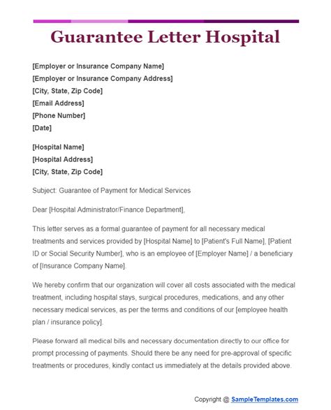 Requesting for guarantee letter for hospitalization.
